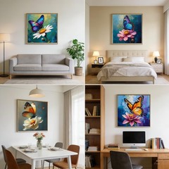 4 Pack Butterfly Paint by Numbers for Beginner with Frame,Colorful Butterfly …