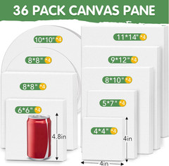 Canvases for Painting, 36 Pack Canvas Boards 4X4, 6X6, 8X8, 5X7, 8X10, 9X12, 11X