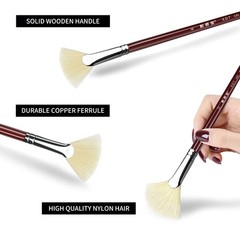 XDT#646 Fan Art Brush 9Pc #0#2#4#6#8#10#12#14#16 Hog Acrylic Oil Watercolor