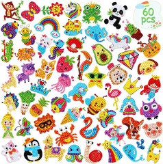60Pcs 5D Diamond Art Stickers Arts and Crafts Creative Gem Art Paint