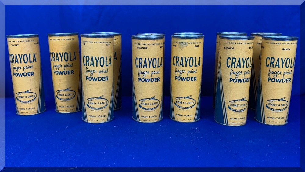 CRAYOLA FINGER PAINT POWDER VIOLET YELLOW RED ORANGE BLUE BROWN GREEN NON TOXIC