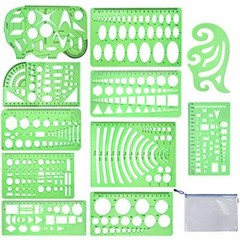 11 Pieces Geometric Drawings Templates Stencils Plastic Measuring Template Ruler