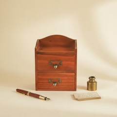 Retro Wooden Desk Drawers Hand Polished Vintage Desktop Cabinet for Dorm Room