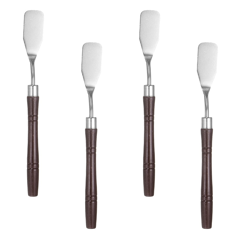 4pcs Painting Palette Knife 6.5″ Flat Head Stainless Steel Blade, Red