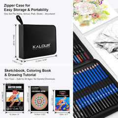 127 Drawing Set Sketching Kit, Pro Art Supplies with 3-Color Sketchbook & Colori