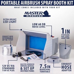 Portable Airbrush Spray Booth Kit with Exhaust Fan, LED Light, Turntable & Ex…