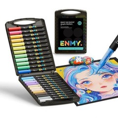 ENMY 80-Color Set of Direct-Fill Acrylic Markers, Water-Based, Brush Pens for Ar