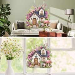 Diamond Art Hanging Kits for Adults Beginners Flowers and Mushrooms Cottage