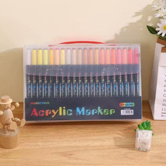 Acrylic Paint Markers 48 Color Dual Tip Fine and Brush Professional Art Use