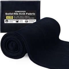 1×1 Solid Rib Knit Fabric Stretchy Ribbing Cuffs Navy 6 x 39 Inches