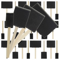 US Art Supply 20pc Foam Sponge Brush Assortment All Wood Handles Paint Stain