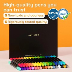 ARTISTRO 36 Acrylic Paint Markers – Paint Pens for Drawing, Brush + Fine Tips –