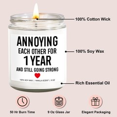 Younift Candle, 1 Year Anniversary, Gifts for Boyfriend, Medium, White