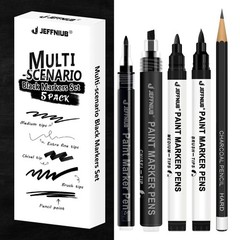 Black Art Markers 5 PCS Acrylic Paint Brush Pen Fineliner Different Tips Set