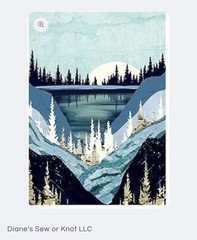 Diamond Dots Painting Kit 30 x 40 cm Landscape Mountains Trees Moon Snow