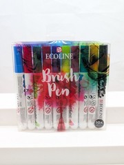 Royal Talens Ecoline Brush Marker Set Set of 10 Brush Pens. New Open Case.
