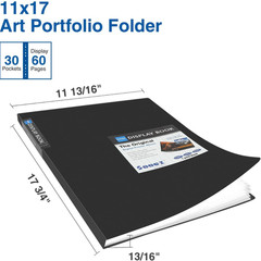 Art Portfolios 11″X17″, Large Portfolio Folder with 30 Pockets 60 Pages, 11 X 17