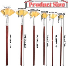6Pcs Artist Fan Paint Brushes Set Nylon Hair Long Wood Handle for Acrylic & Oil