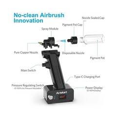 No-Clean Airbrush Kit with Disposable Nozzle (50pcs x 0.2mm & 100pcs x 0.3mm …