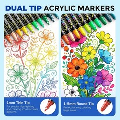 36 Colors Dual Tip Acrylic Paint Markers, Fabric Decorating Kits Water-Based…