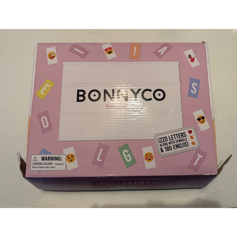 NEW! BONNYCO Pink Light Box 1220 Letters Symbols Emojis Funniest Lightbox