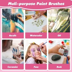 Small Paint Brushes Bulk, 110 Pcs Flat Tip Round Acrylic Mixed(55Flat+55Fine)