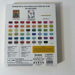 Grabie All in One Watercolor Set of 48 NIP Paint Brush Paper Swatch Card