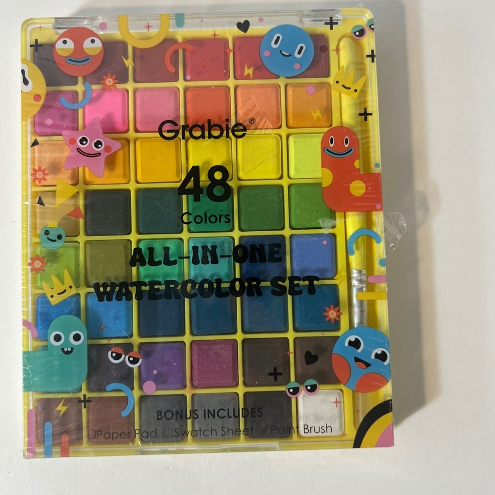 Grabie All in One Watercolor Set of 48 NIP Paint Brush Paper Swatch Card