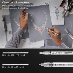 Mirror Chrome Marker, 6 Pack, 2.9Mm & 5Mm Nibs, Hi-Gloss Silver Metallic Pens fo