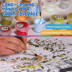 DIY Seaside Paradise Paint by Numbers Kit with Brushes and Vacuum Sealed Paints