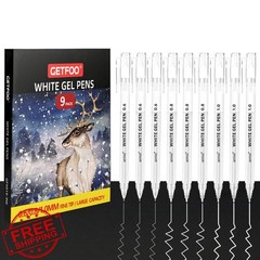 GETFOO White Gel Pens 0.6/0.8/1.0mm 9 Pack