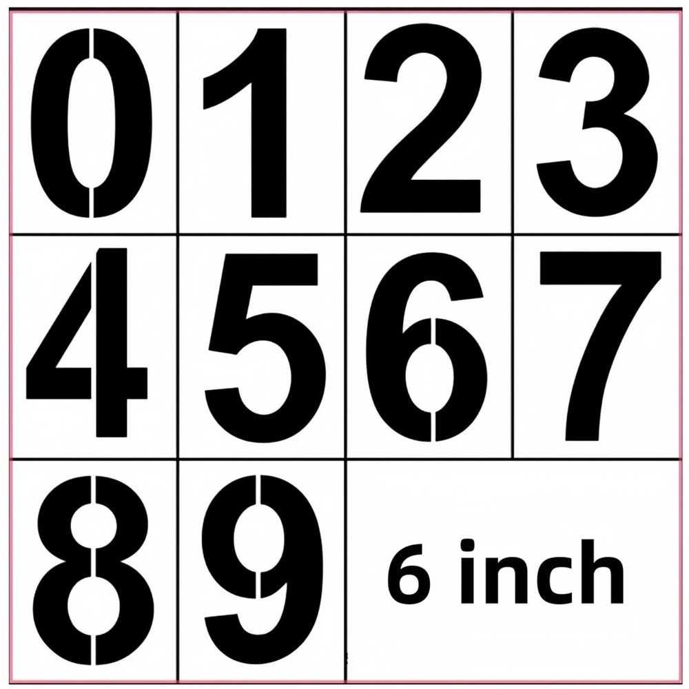 6 Inch Number Stencils Set – Reusable Plastic 6 inches by 4.4 inches, White