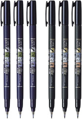 Fudenosuke Brush Pen, -Pack, Hard Tip (GCD-111) X3, Soft (GCD-112) X3 – for Prec