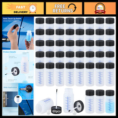 60 Pcs 2 Oz Touch Up Paint Containers – Empty Bottles with Brush & Safe Lids for