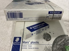 2 Packs STAEDTLER Mars Plastic Erasers 20-Pack Each White Vinyl Latex-Free Clean