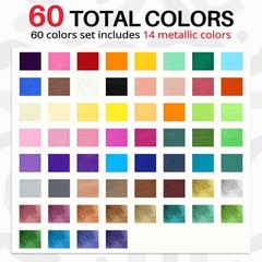 Acrylic Markers Set 60 Colors, 14 Metallics, Fine Tips for Art Projects
