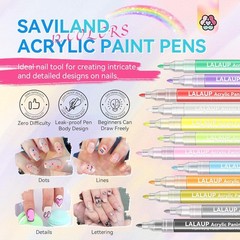 Saviland 12 Color Nail Art Pens Set 3D