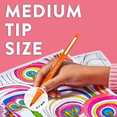Quick-Drying Flair Felt Tip Pens | 0.7mm No-Bleed Black Writing Pens, Set of 5