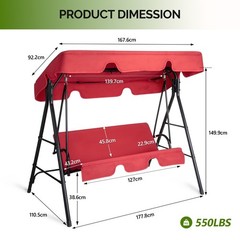 68*43*60 inch Red KD style with cushion canopy Iron Oxford cloth 250kg
