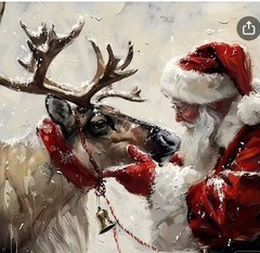 Santa Claus with Reindeer Diamond Painting of Craft Kit-Size 7.8X7.8”