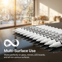 Versatile 12 Liquid Chalk Markers – Washable White Pens for Glass & More