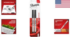 2-Pack Ultra Fine Point Black Permanent Markers – Water Resistant & Non-Toxic