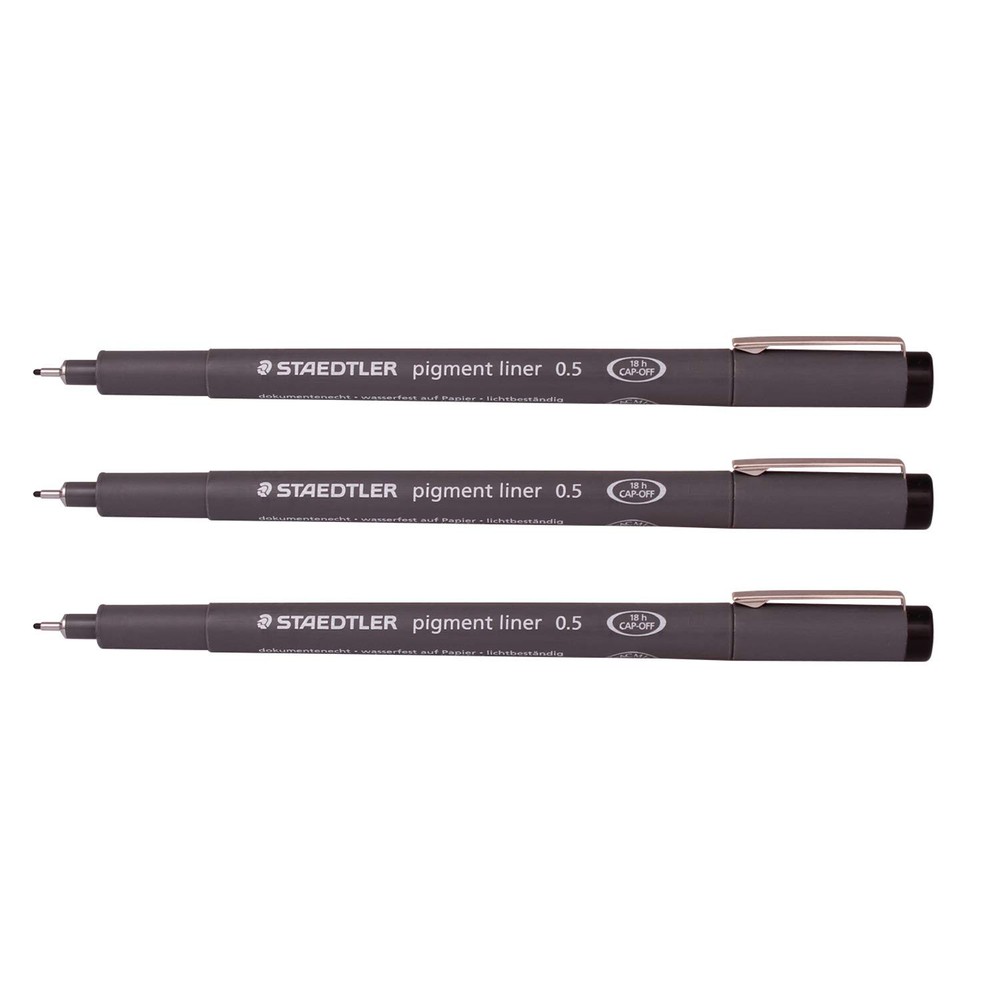 Staedtler 0.5 mm Pigment Liner Fineliner Sketching Drawing Drafting Pens Pack
