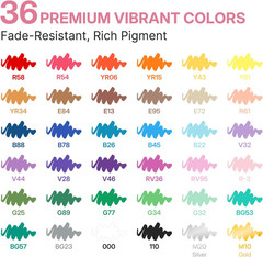 WUO 36 Colors Acrylic Paint Markers, Acrylic Paint Pens and Acrylic Markers with