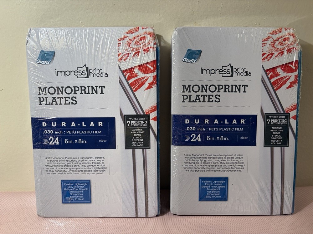 New! Grafix Impress Print Media Monoprint Plates 6In x 8In- 24 Packs – Set of 2!
