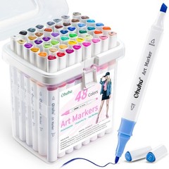 Markers, 48-color Double Tipped Alcohol Markers, Chisel & Fine Alcohol-based …