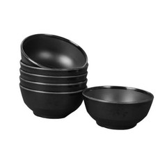Melamine Cereal and Salad Bowls, 5 Inch, Set of 6, Dishwasher Safe. 5in Black