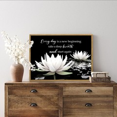 SCECALA Black and White Floral Framed Wall Art Inspirational Quotes and Water…