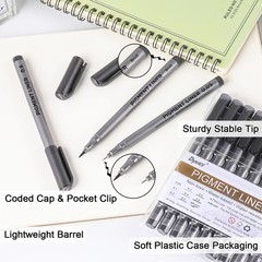 Micro-Pen Fineliner Pens, Black Pigment Liner Multiliner Archival Ink Micro