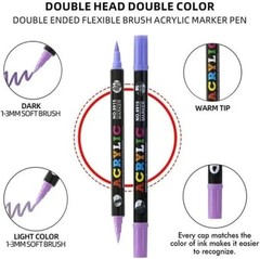 Acrylic Paint Marker Pens Set Brush/Fine Dual Tip Permanent Waterproof Opaque